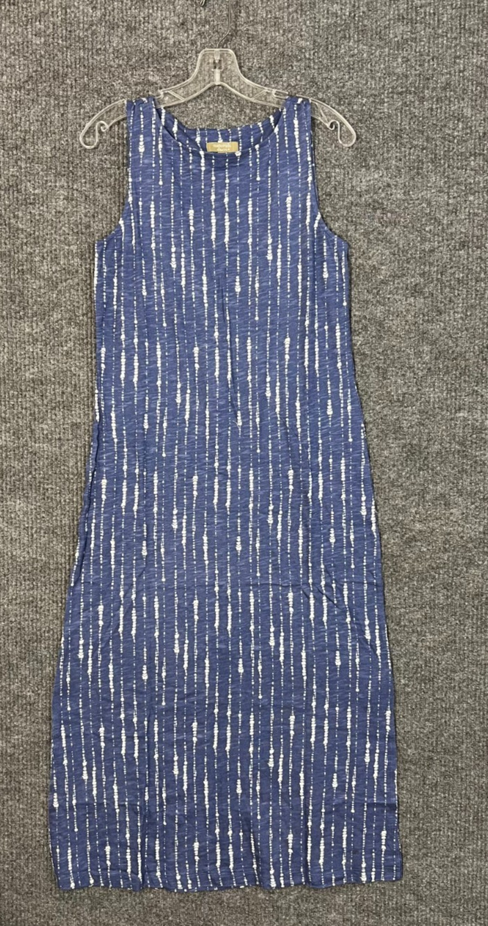 Denim & Co. Naturals Midi Dress XXS Tall Blue Printed Sleeveless Cotton Blend